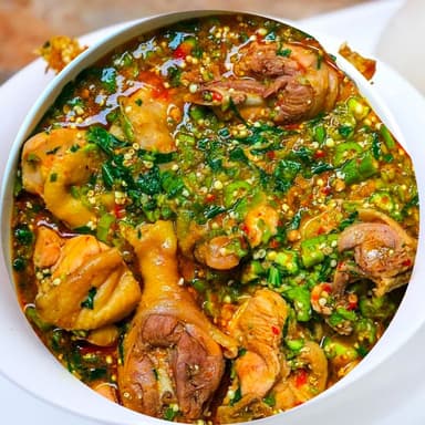 Okro Soup & Semovita